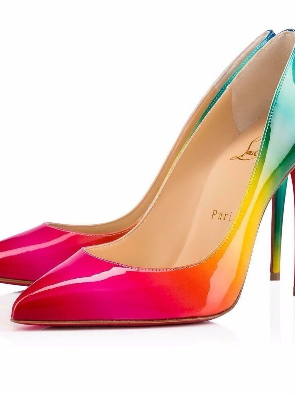 Christian Louboutin Rainbow Patent Pigalle Heels 40
